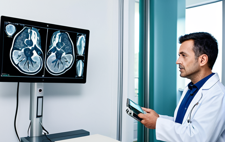 전이 학습과 머신러닝 모델의 조화 - **Prompt:** A fully clothed doctor examining medical scans with AI assistance in a modern hospital. ...