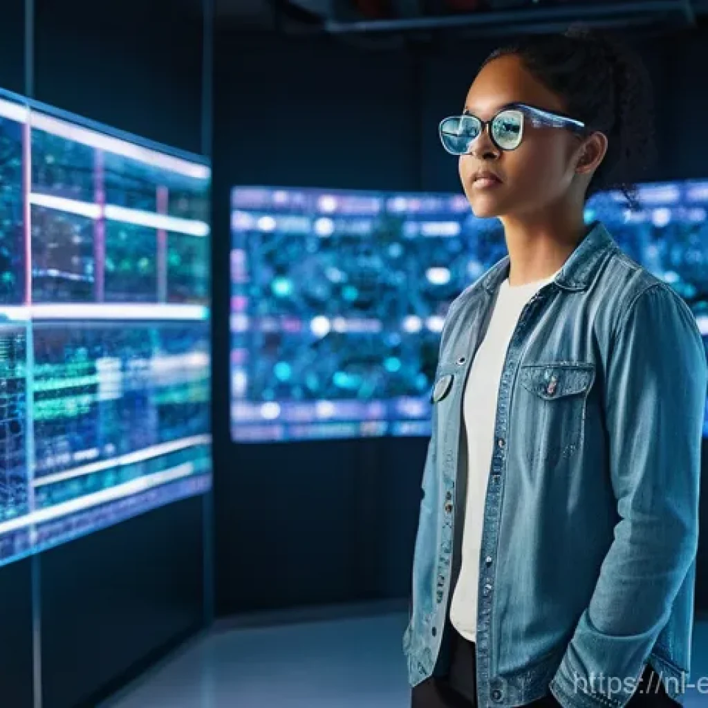 전이 학습의 데이터 세트 설계 방법 - **Prompt:** A young, focused data scientist, wearing a smart casual outfit, stands in a brightly lit...