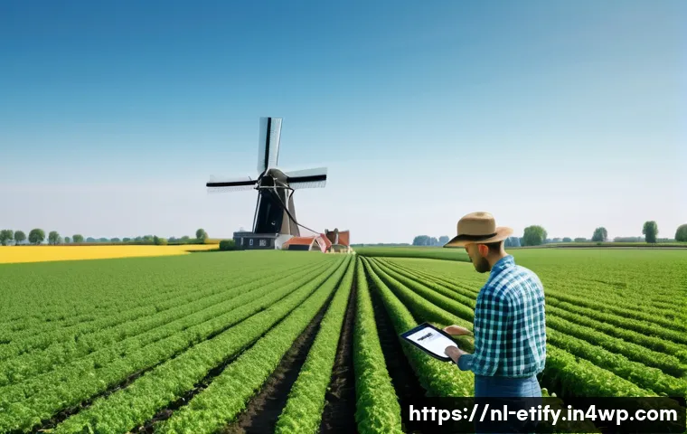 전이 학습에서의 외부 데이터 활용 - **Prompt:** A picturesque Dutch agricultural landscape on a bright, sunny day. In the foreground, a ...